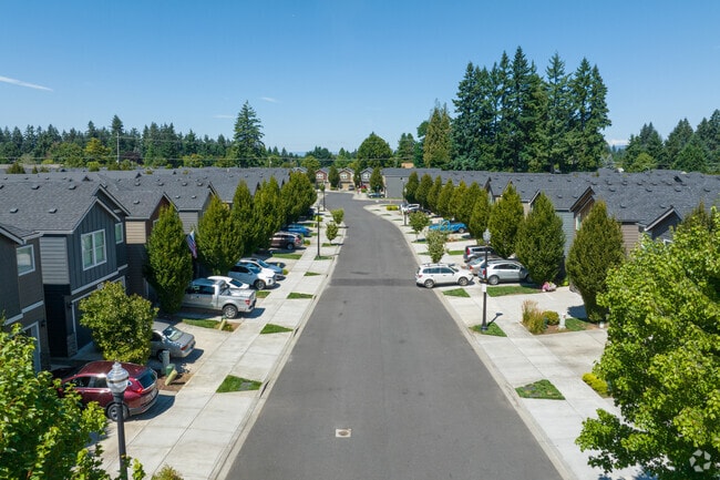 Rows of modern town homes line the streets in the Landover-Sharmel neighborhood.
