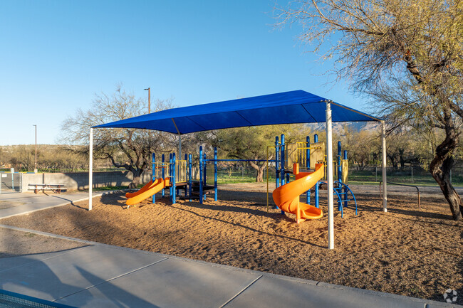 Children enjoy the shaded playground at Collier Elementary School.