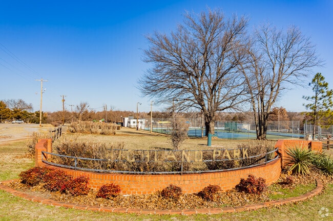 Close up shot of the signage of Highland Park.