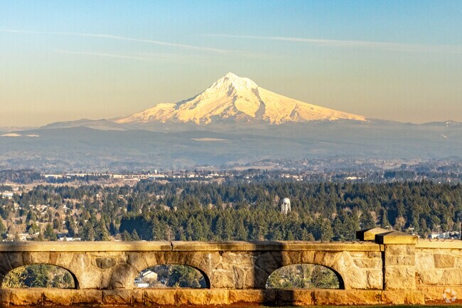 Get to the peak Rocky Butte in Madison South to look out toward Mount Hood.