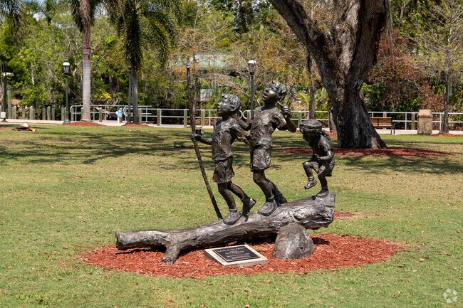In Riverside park,  the art sculptures of Jane DeDecker can be found.