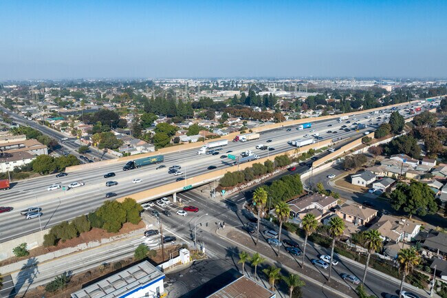 The 91 Freeway runs east to Orange County.