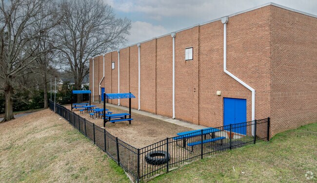 Students can eat lunch at these outdoor tables at Adventist Christian Academy.