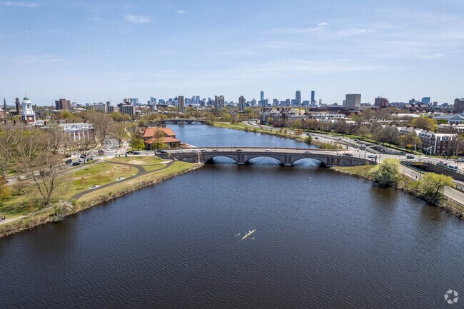 Residents can enjoy kayaking and rowing along the Charles River in West Cambridge.