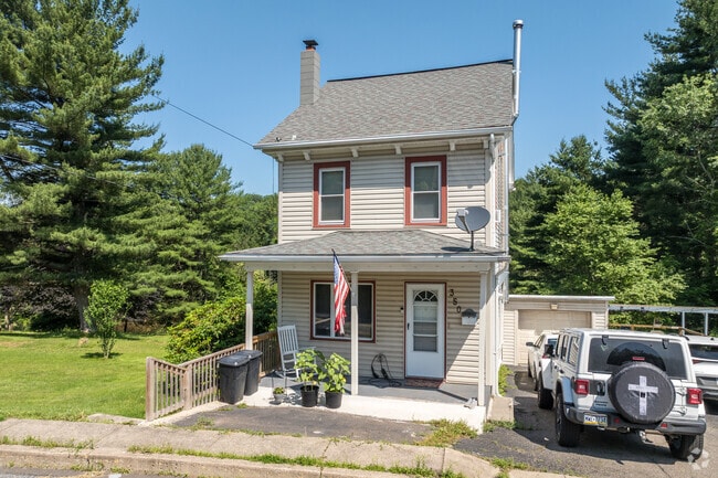 This narrow, Colonial Revival house is typical of the housing stock available in Weatherly.