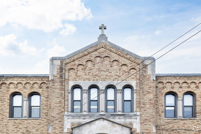 Immaculate Conception Catholic Academy in Queens has stunning facade.