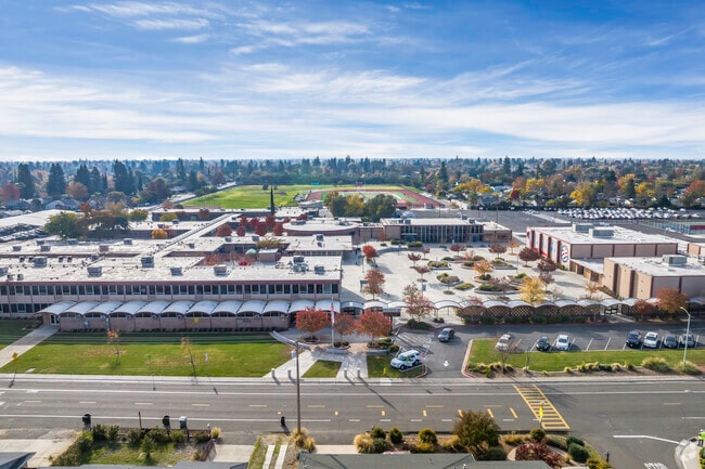 Mira Loma High School offers a sprawling campus when viewed from above.