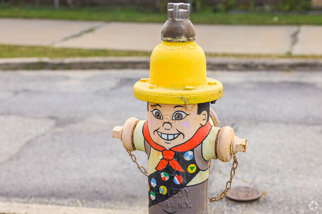 The Cantebury Street School in Worcester adorns a student painted hydrant.