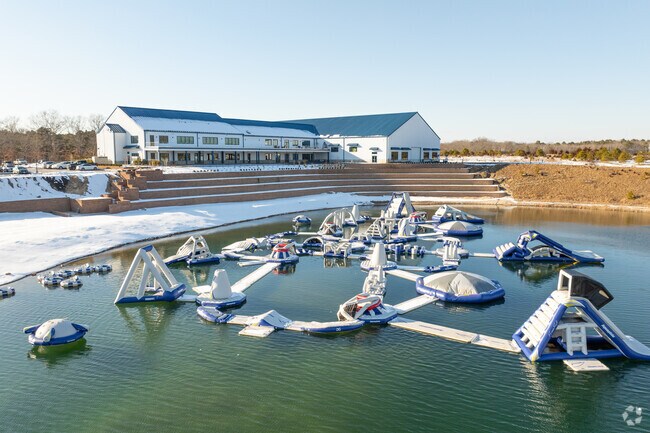 An outdoor water obstacle course is a new feature of the Scott's Pointe theme park in Calverton.