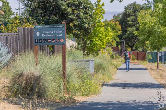 The Sonoma Valley Regional Trail runs through the middle of Boyes Hot Springs.