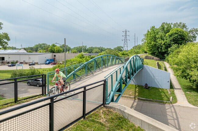 Oxford Street Trail is a paved bike path that runs over the Grand River in Grand Rapids.