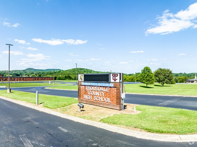The sign for Trousdale County High School in Trousdale County