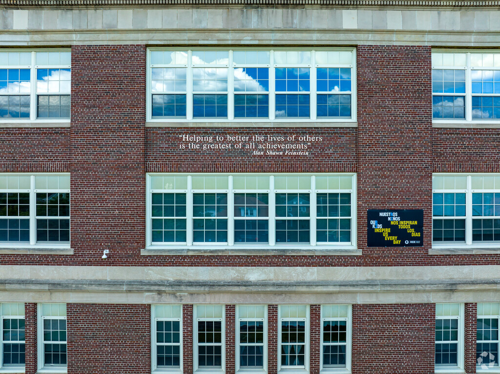 Nathan Bishop Middle School has an inspirational quote to greet students in Blackstone.