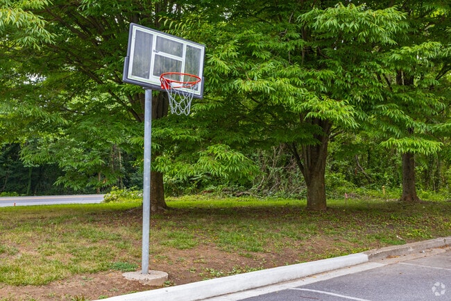 Arnold Christian Academy students can practice their free-throw with an outdoor basketball hoop.