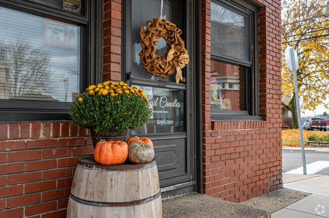 Decorations stand out at a local business on a street corner in Duquesne Heights.