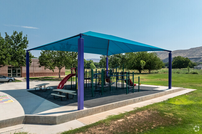Students attending Three Falls Elementary can enjoy shaded playgrounds.