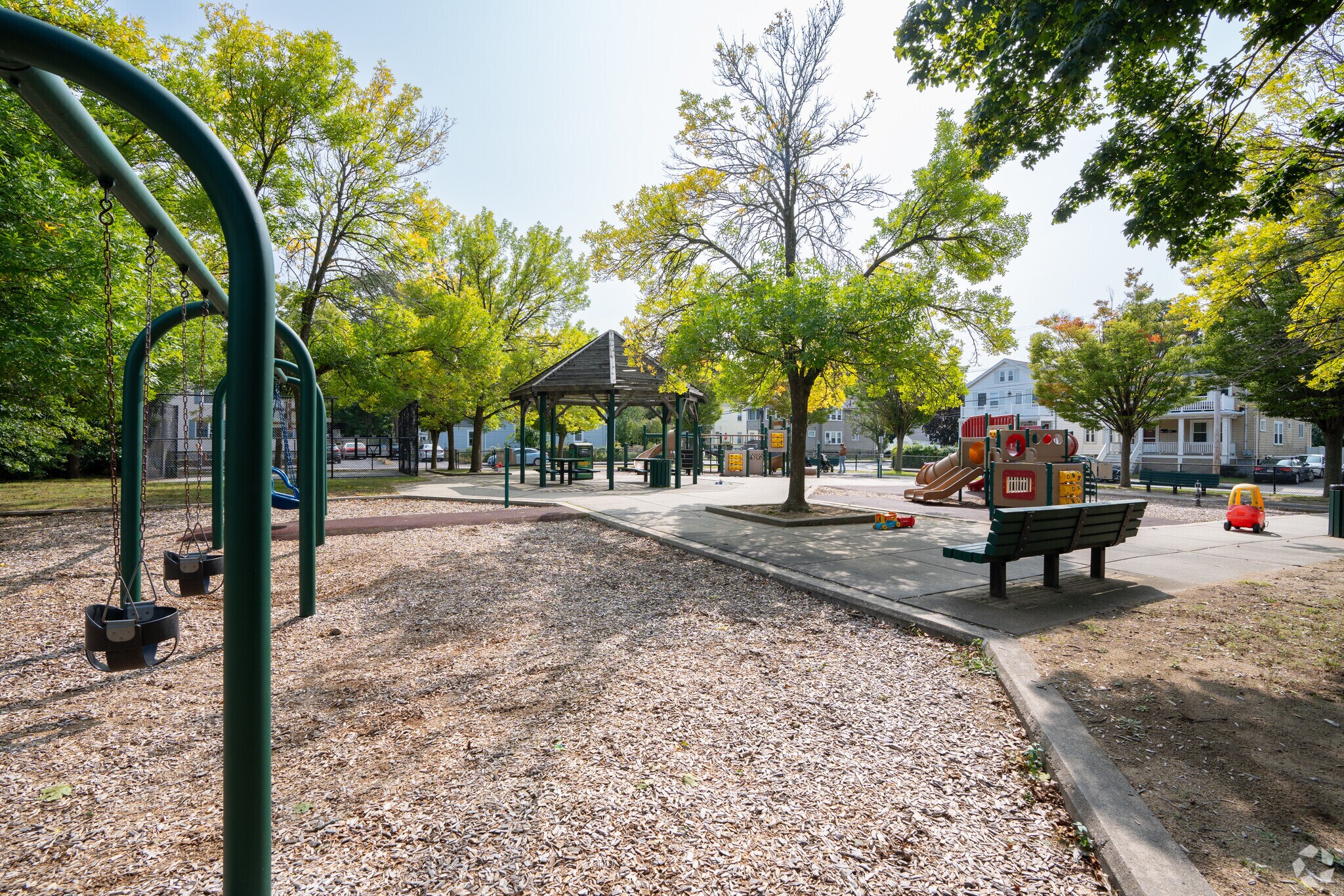 Bring your kids to Cummings Park in the Medford Hillside for the swings and playground fun.