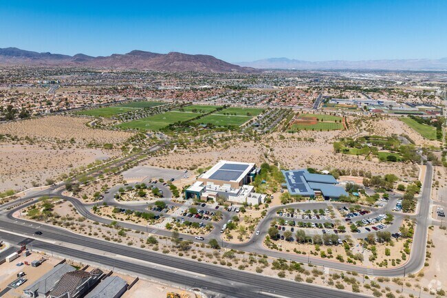 The Foothills neighborhood overlooks the Las Vegas valley from high.