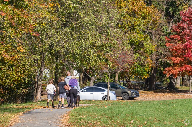 Walk the pups with the whole family on the scenic trails through Penn Oaks Park.