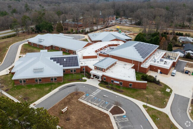 An aerial view of Enon Elementary School.