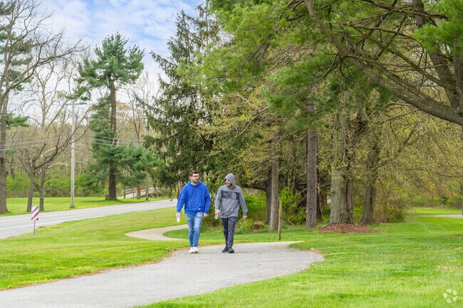 Over 5 miles of trails connect East Goshen Park’s playgrounds, courts and open fields.