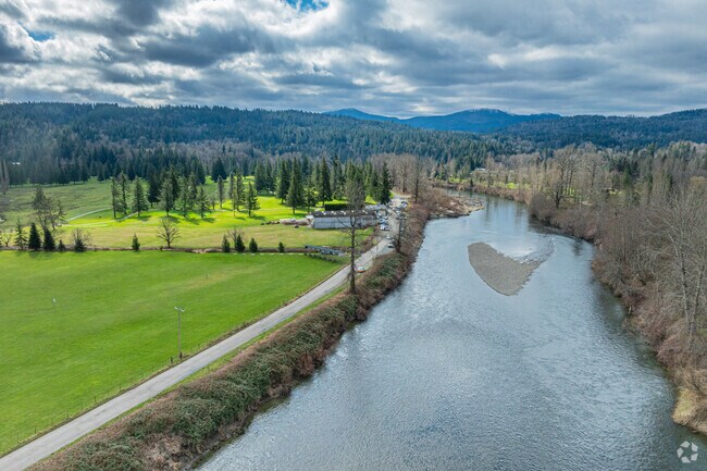 The Snoqualmie River runs by the Snoqualmie Falls Golf Course in Fall City.