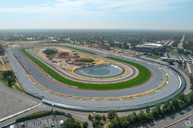 Belmont Park racetrack near Bellerose Terrace hosts the Belmont Stakes and other races.