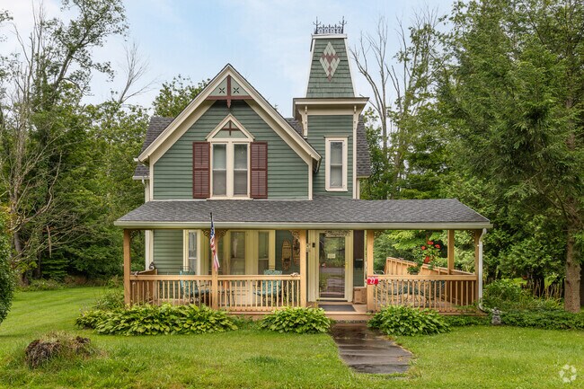 Victorian stick-built homes are well preserved with large lawns and front yards.