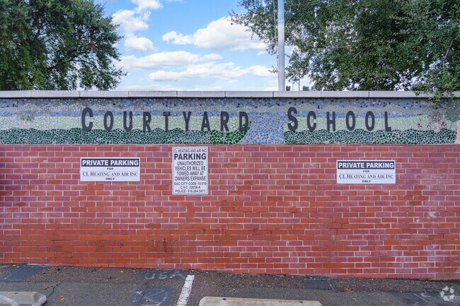 Beautiful sky stretches over Courtyard Private School.