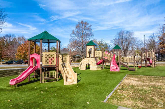 The playset at Bryce Davis Park is fun for children of all ages.