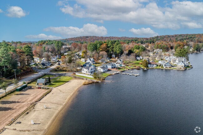 Sandy Beach offers swimming and sunbathing in a freshwater lake.