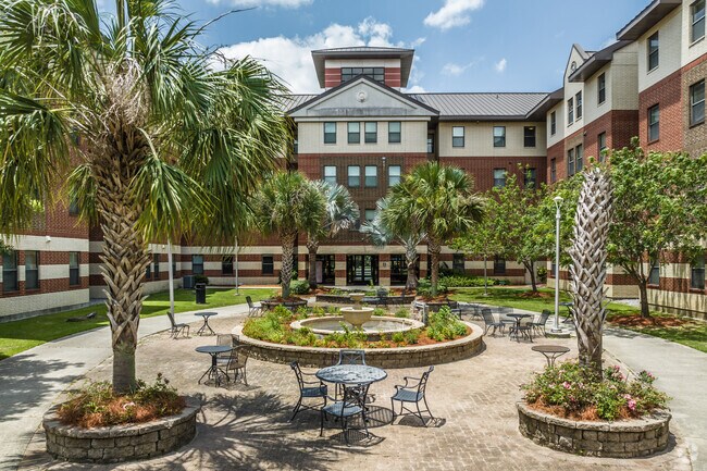 University of New Orleans offers outdoor spaces for student gatherings.
