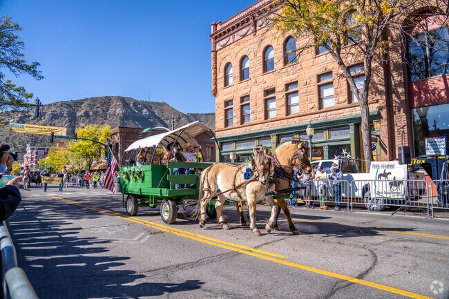 You can find covered wagons with musicians playing during the The Durango Cowboy Parade.