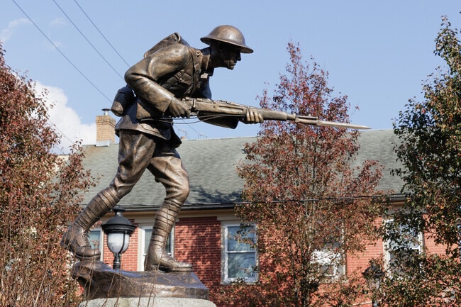 The Stroudsburg Paulding Doughboy stands guard over Stroudsburg.