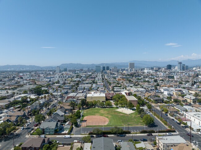 Bishop Conaty - Our Lady Of Loretto High School's baseball diamond can be seen from the north.