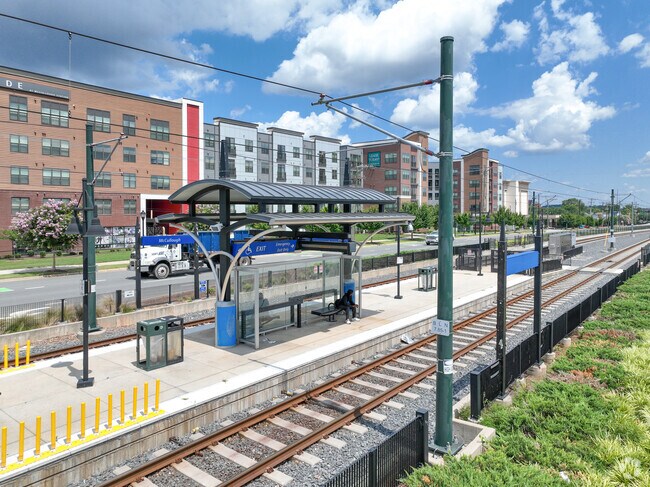 The light rail station in University City North has operation hours at each station for you.
