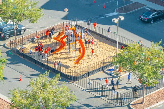 The orange slides at Fortune School is a lot of fun for students.