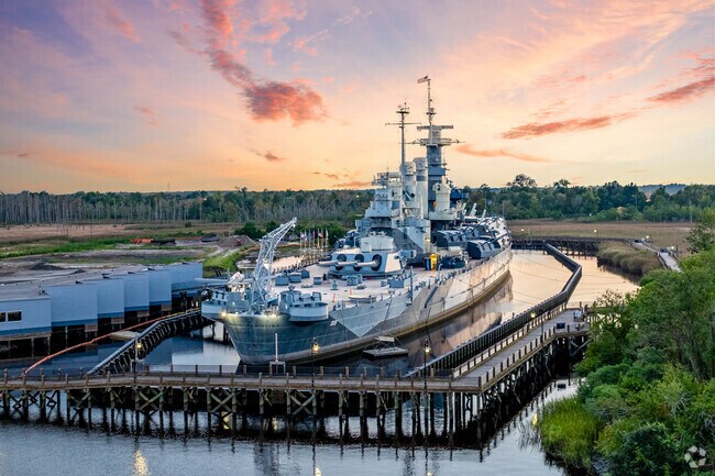 The WWII battleship North Carolina is a museum ship on the Cape Fear River.