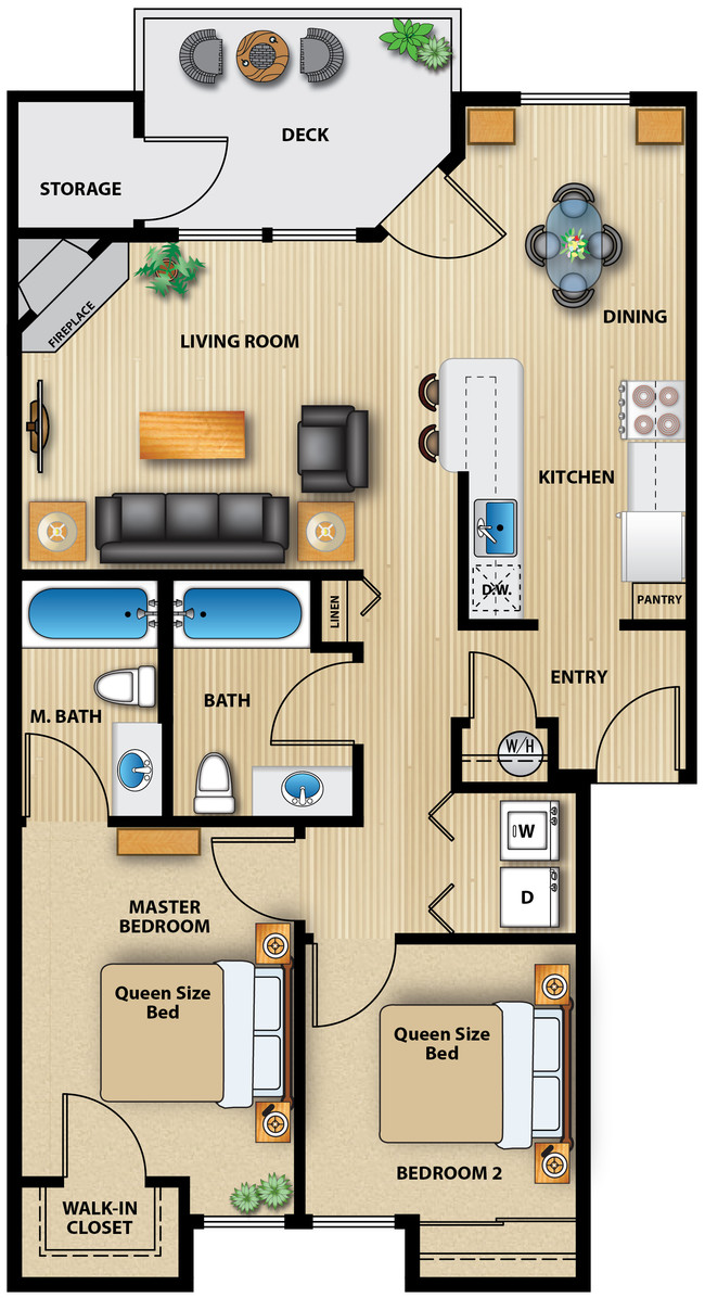 obsidian floor plan (2br, 2ba)