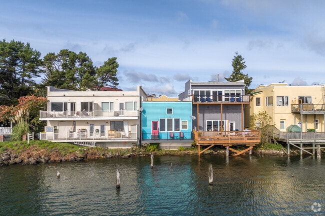 You can find some waterfront properties in downtown Florence, Oregon.