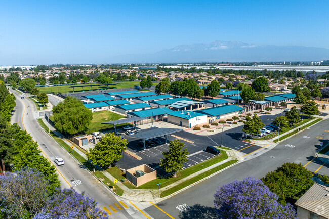 The Sycamore Hills Elementary School offers a sprawling campus when viewed from above.