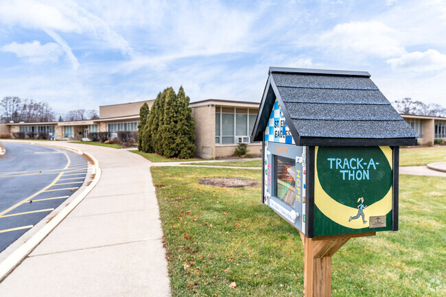 St. Emily Elementary School has a little free library out front.