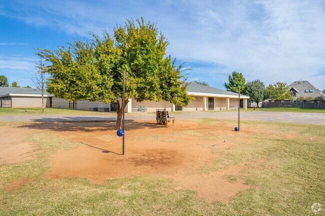 A game of tetherball at Roosevelt Elementary School in Norman.