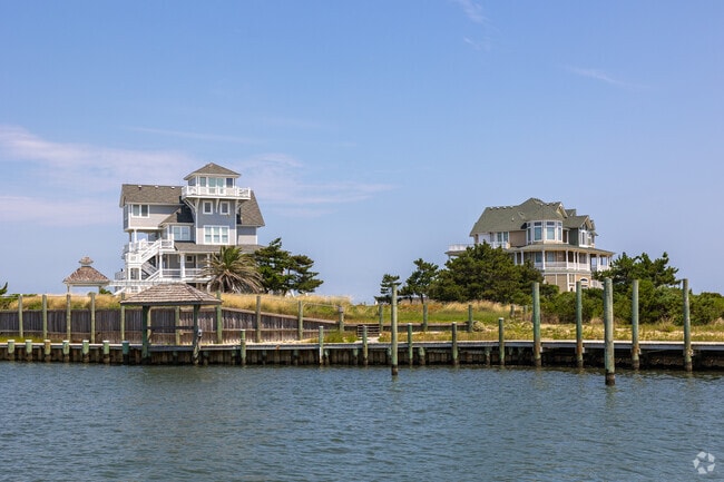 Hatteras has stunning craftsman style homes on the water with docks in Hatteras.