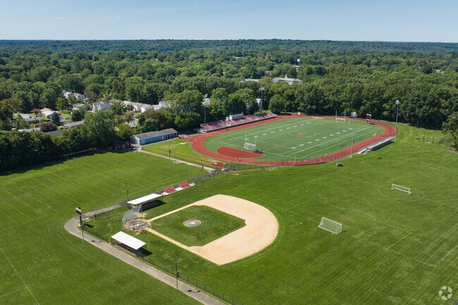 The soaring athletic fields at Fairfield Warde High School.