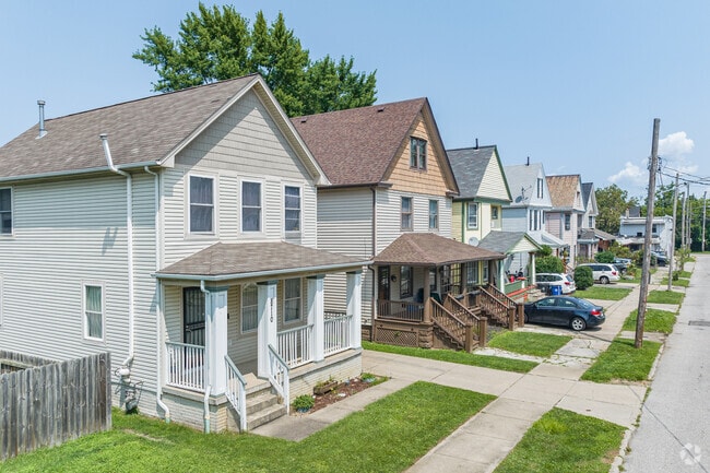 Large front porches make for easy living in Cudell.