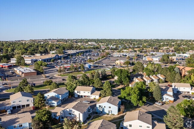 Homes in Westdale, Arvada, Colorado, with groceries, shopping, and restaurants nearby.