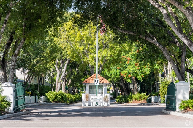 The entrance to Truman Annex is on the intersection of Southard St  and Thomas St.