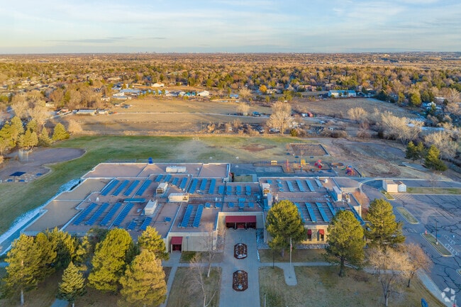 Normandy Elementary School campus as the sun sets on a winter day.