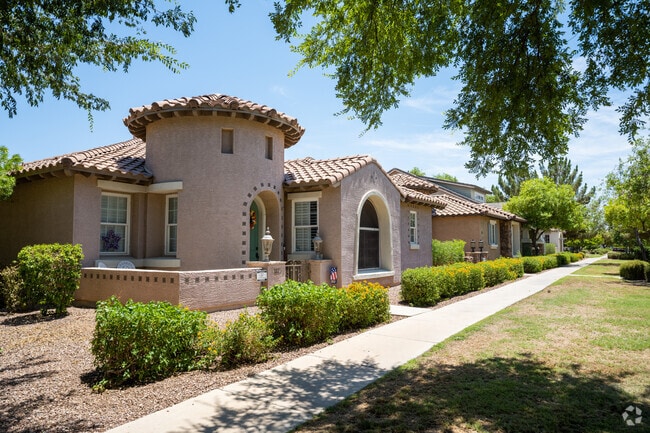 Many homes in Morrison Ranch are custom-built with terracotta roofs.
